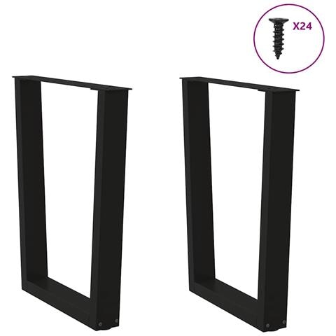 Gambe Per Tavolo Da Pranzo A V 2 Pz Nero 60x(72-73,3)cm Acciaio - Foto 3