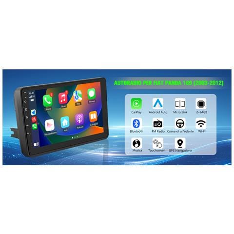 Autoradio 9 Pollici Android 13 Fiat Panda 169 (2003-12) 2+64gb Carplay Android Auto Gps Bt Fm Rds Comandi Al Volante - Foto 1