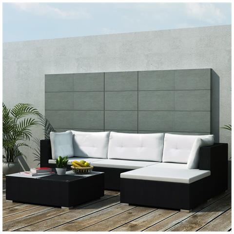 Set Divani Da Giardino 5 Pz Con Cuscini In Polyrattan Nero - Foto 8