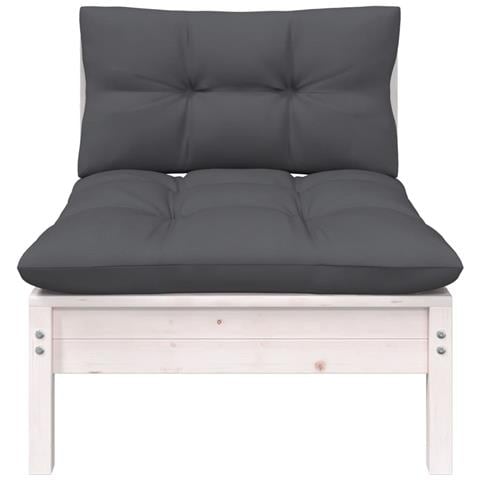 Divano Centrale Da Giardino Con Cuscini Bianco Massello Di Pino - Foto 1