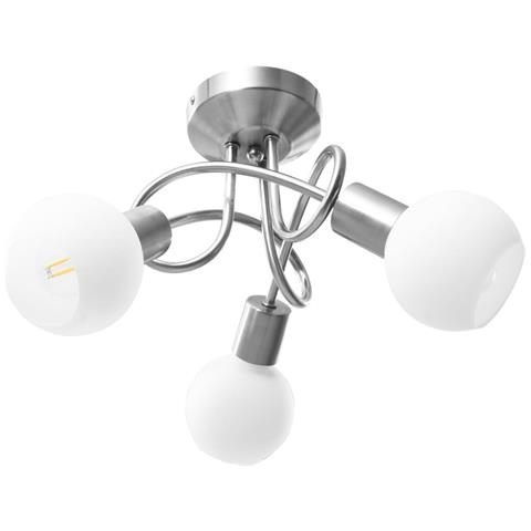 Lusso Casadino -  Lampadario Paralume In Ceramica A Coppa Bianco 3 Lampadine E14 - Foto 1