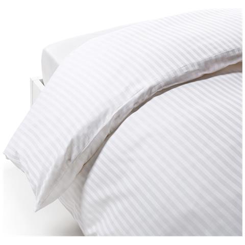 Sacco Copripiumino Hotellerie Raso Rigato In Raso Di Cotone Colore Bianco Misura Matrimoniale - Foto 2