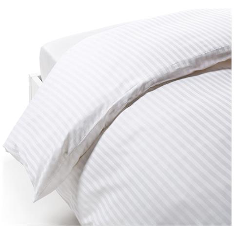 Sacco Copripiumino Hotellerie Raso Rigato In Raso Di Cotone Colore Bianco Misura Matrimoniale - Foto 1