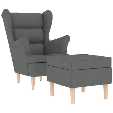 Poltrona con Poggiapiedi Grigio Scuro in Tessuto - Foto 1