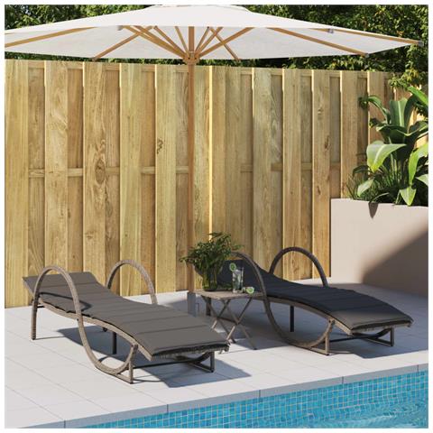 Lettini Prendisole 2 pz con Cuscini Grigio in Polyrattan - Foto 2