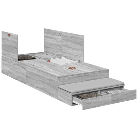 Struttura letto con contenitore con porta Grigio Sonoma 100 cm - Foto 1