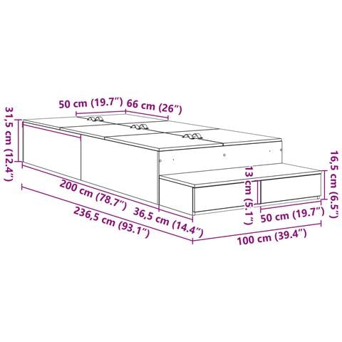 Struttura letto con contenitore con porta Grigio Sonoma 100 cm - Foto 9