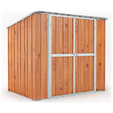 Box In Acciaio Zincato Casetta Da Giardino In Lamiera 2.31 X 1.75 M X H2.02 M - 81 Kg – 4.04 Metri Quadri - Finitura Legno - Foto 1