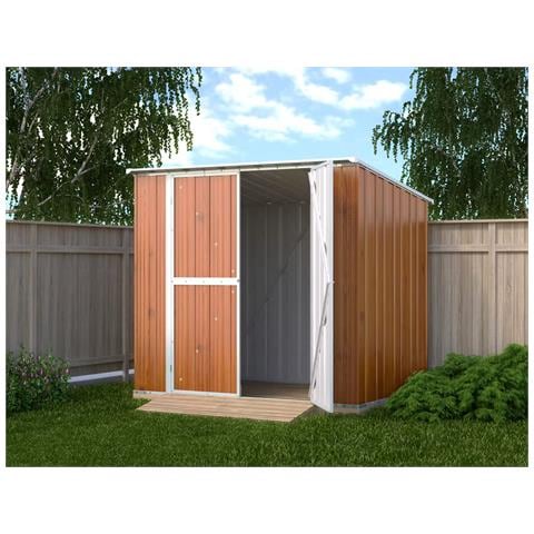 Box In Acciaio Zincato Casetta Da Giardino In Lamiera 2.31 X 1.75 M X H2.02 M - 81 Kg – 4.04 Metri Quadri - Finitura Legno - Foto 5