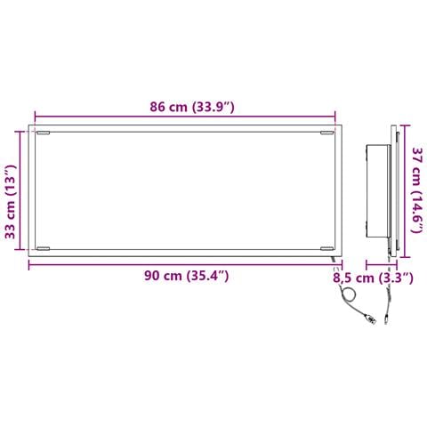 Specchio da Bagno con Luce LED Grigio Sonoma 90x8,5x37 cm - Foto 8