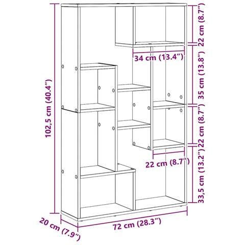 Libreria rovere artigianale 72 x 20 x 120 cm Legno multistrato - Foto 9