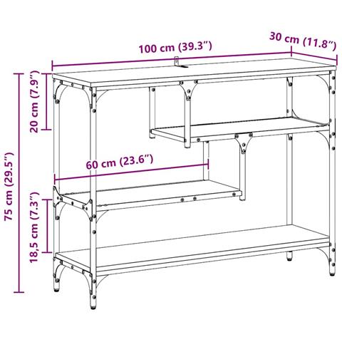 Tavolo consolle rovere artigianale 100 x 30 x 75 cm - Foto 9