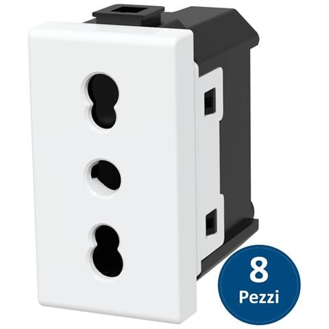 Presa Bipasso 10-16a Bianco Compatibile Serie Biticino Matix 8 Pezzi - Foto 1