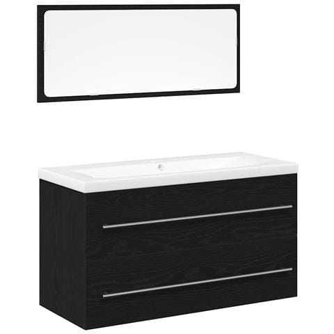 Mobile lavabo con lavandino 3 pcs Rovere nero 90 x 38.5 x 48 cm - Foto 1