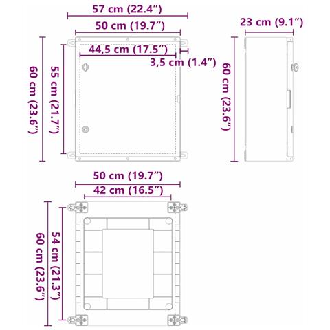 Armadietto di Controllo Grigio 50 x 23 x 60 cm Plastica ABS - Foto 9