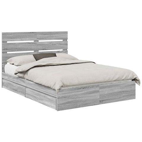 Letto con Contenitore con testiera Grigio Sonoma 160 x 200 cm - Foto 1