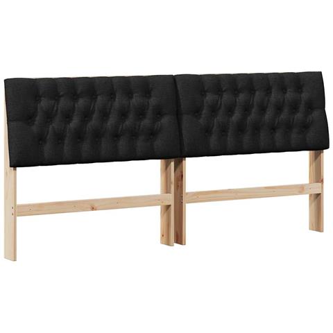 Testiera imbottita Nero 200 cm Pino massello - Foto 1