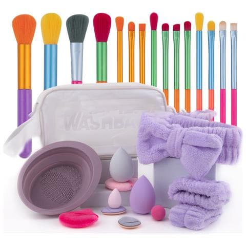 Set Di 15 Pennelli Da Trucco Acquerello Con Spugne, Fascia E Altro - Setole Morbide - Foto 1