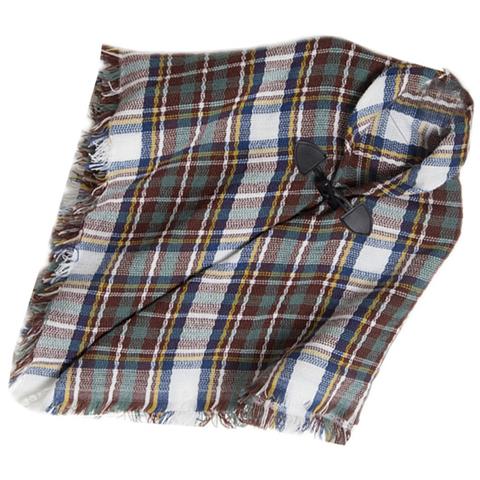 Elegante Scialle A Mantella In Finto Cashmere A Quadri Con Fibbia A Corno White+brown - Foto 2