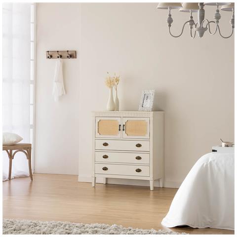 Cassettiera In Legno Bianco 82x36x90h - Foto 2