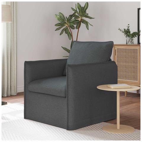Divano Grigio scuro 195 x 82 x 85 cm Tessuto - Foto 2