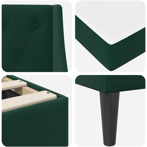 Struttura letto con materasso Verde Scuro 90 x 200 cm Velluto - Foto 9