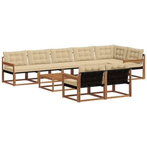 Set di divani da esterno con cuscino 9 pcs Naturale e Beige - Foto 1