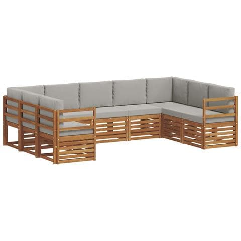 Set divani con cuscino 9 pcs Grigio Naturale e Chiaro - Foto 1