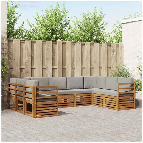 Set divani con cuscino 9 pcs Grigio Naturale e Chiaro - Foto 2