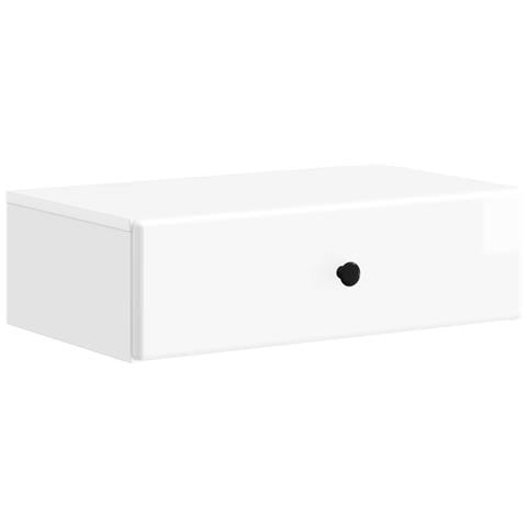Tavolino da Parete Laterale Bianco Lucido 59 x 34,5 x 17 cm - Foto 1