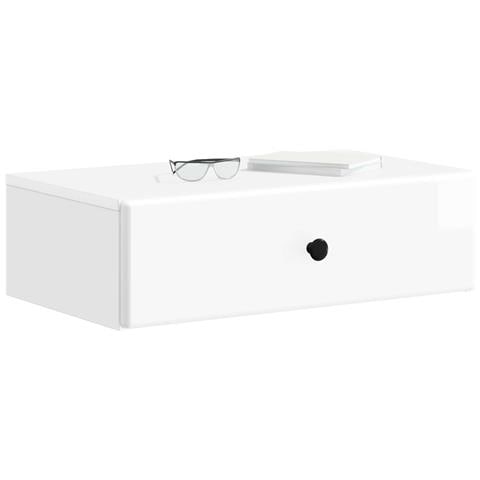 Tavolino da Parete Laterale Bianco Lucido 59 x 34,5 x 17 cm - Foto 2