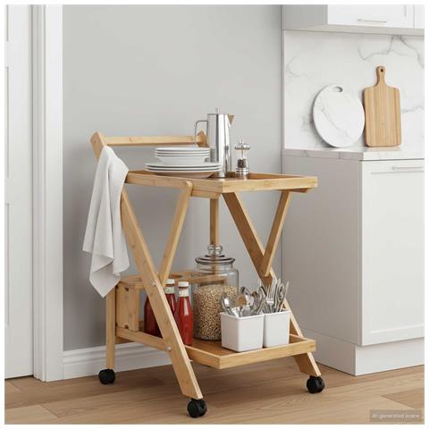 Carrello da Cucina con Ruote Marrone Chiaro 65 x 40,5 x 76,5 cm - Foto 2