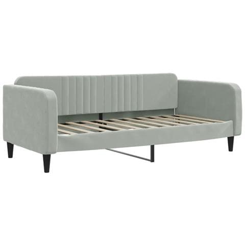 Letto da Giorno Grigio Chiaro 100x190 cm in Velluto - Foto 1