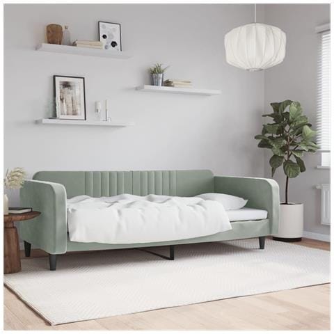 Letto da Giorno Grigio Chiaro 100x190 cm in Velluto - Foto 2