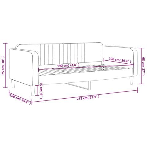 Letto da Giorno Grigio Chiaro 100x190 cm in Velluto - Foto 8