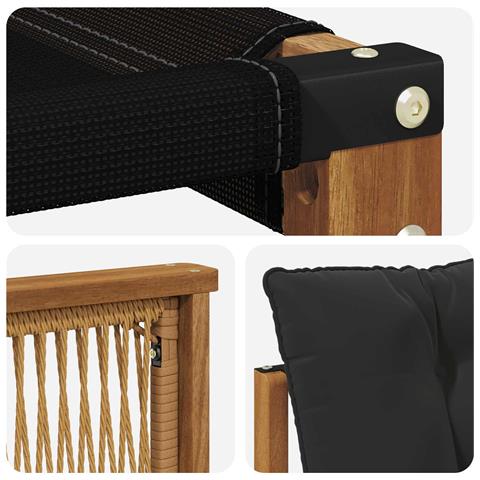 Set di divani da esterno con cuscino 6 pcs Naturale e Nero - Foto 9
