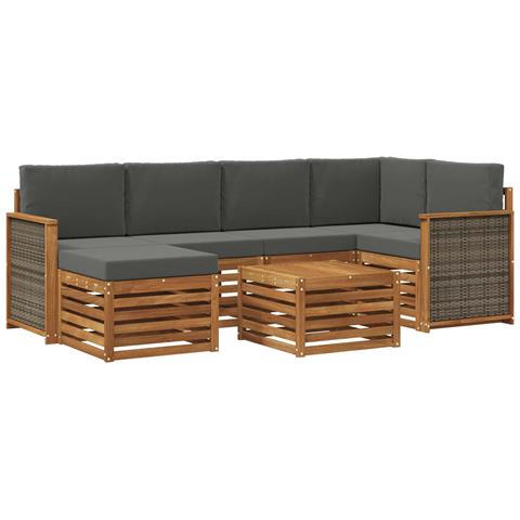 Set divano sezionale con cuscino 6 pcs Naturale e Antracite - Foto 1