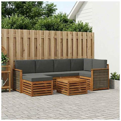 Set divano sezionale con cuscino 6 pcs Naturale e Antracite - Foto 2