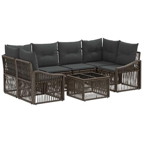 Set Divano da Giardino 7 pz Grigio polyrattan - Foto 1