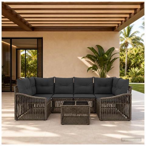 Set Divano da Giardino 7 pz Grigio polyrattan - Foto 10
