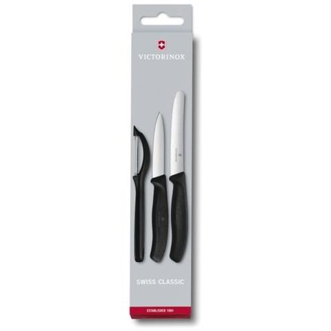 Victorinox 6.7113.31 Set Coltelli Da Verdura Swiss Classic Con Pelapatate, 3 Pezzi. Nero - Foto 1