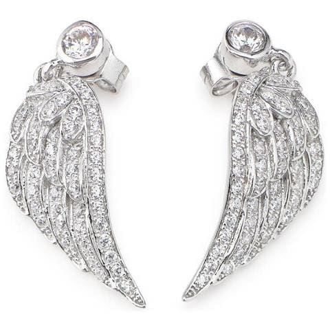 Orecchini Argento 925 - Collezione Angeli - Colore Rodio - Misura Unica Orecchini In Zirconi Bianchi (lung. 2,5cm) - Foto 1