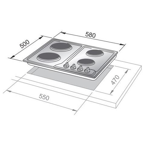Piano Cottura FFI 46 ER Elettrico 4 Zone Cottura da 58 cm Colore Inox - Foto 2