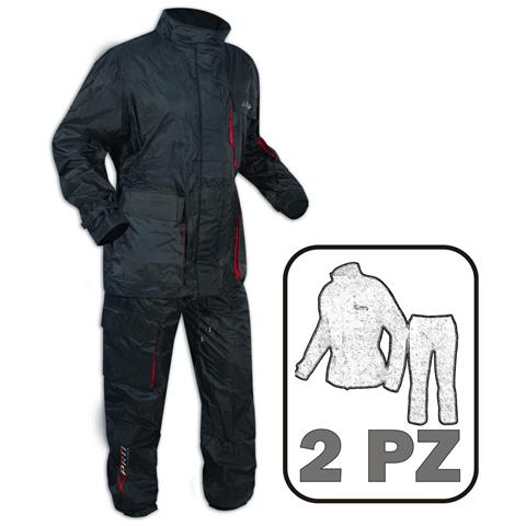 Impermeabile 2 Pezzi Anti Pioggia Tuta Pantaloni Giacca Pantoloni Moto Nero M - Foto 1