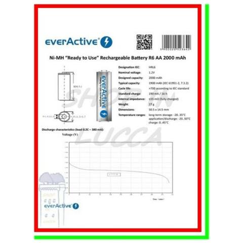 2 Batterie Ricaricabili Aa Pile Stilo 1,2v 2000mah Nimh Aa Universali Mouse Pc Cordless - Foto 2