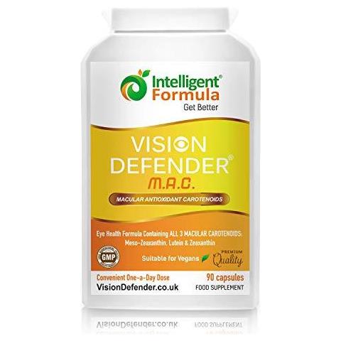 Luteina Zeaxantina E Meso-zeaxantina Occhi Supplemento Vision Defender Mac-shield Your Eyes Salva La Vostra Vista Vegan Vegetariana Antiossidante Carotenoidi Per Gli Occhi (90 Capsule Uno-a-day) Made In Uk - Foto 1