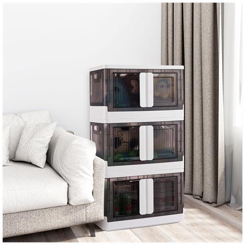 Set 3 Scatole Contenitori Stoccaggio Portaoggetti Organizer Pieghevole 3 X 45 L - Foto 5