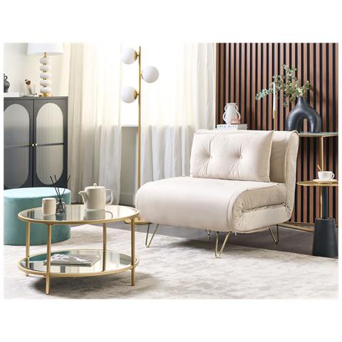 Divano Letto Singolo Vestfold Velluto Beige - Foto 6