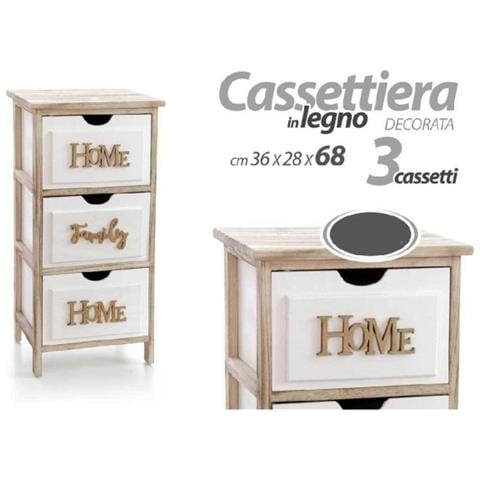 Trade Shop - Cassettiera 3 Cassetti Home Bianca In Legno Comodino Moderno 68x36x28 Cm 805684 - Foto 1