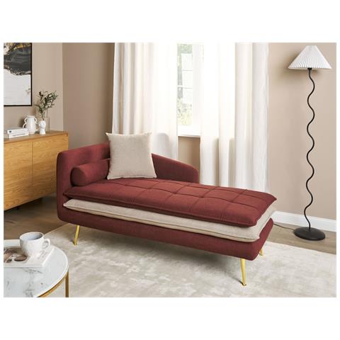 Chaise Longue Versione Sinistra Gonesse Tessuto Rosso - Foto 1